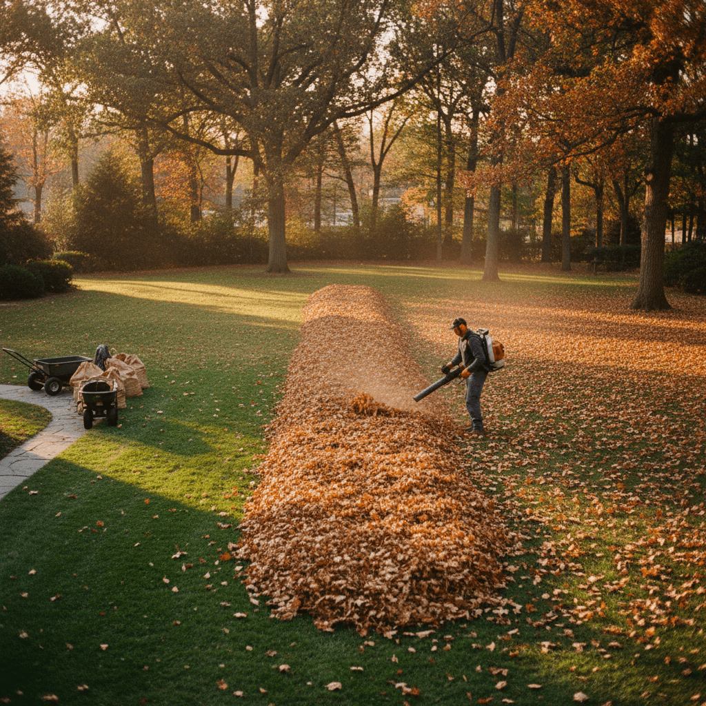 Seasonal lawn cleanup and debris removal